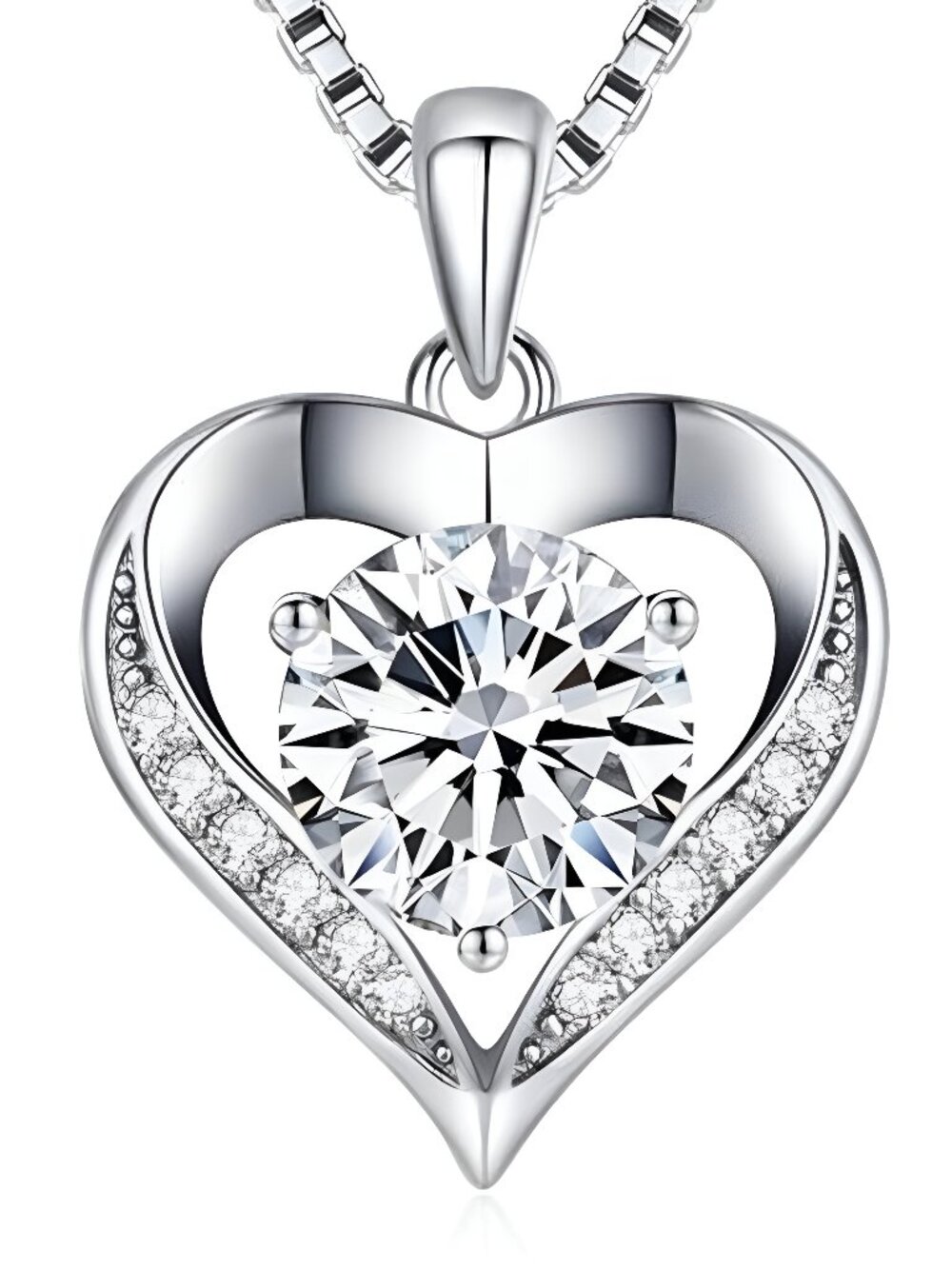 Moissanite Necklace for Women, 1-3 Carat Moissanite Heart Necklace Engraved